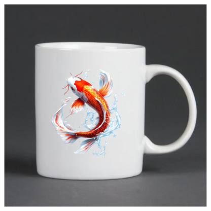 Red White Koi Fish Water Splash Vinyl Sticker Decal