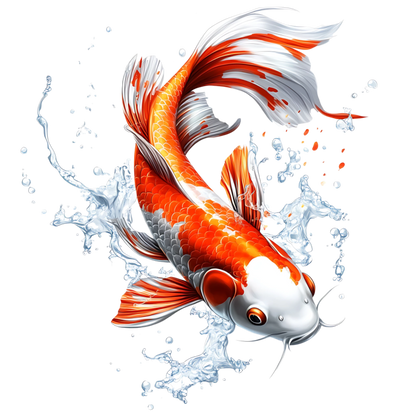 Orange White Koi Fish Water Vinyl Sticker Decal
