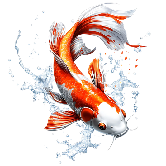Orange White Koi Fish Water Vinyl Sticker Decal