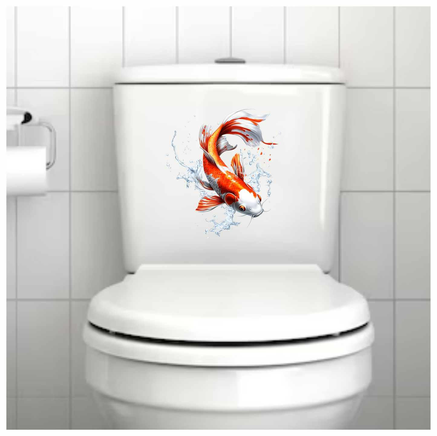 Orange White Koi Fish Water Vinyl Sticker Decal