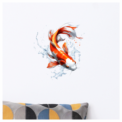 Orange White Koi Fish Water Vinyl Sticker Decal
