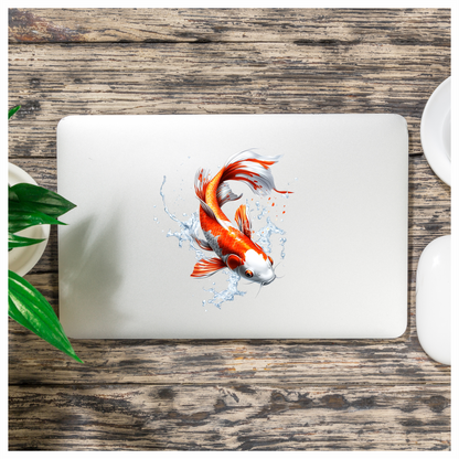 Orange White Koi Fish Water Vinyl Sticker Decal