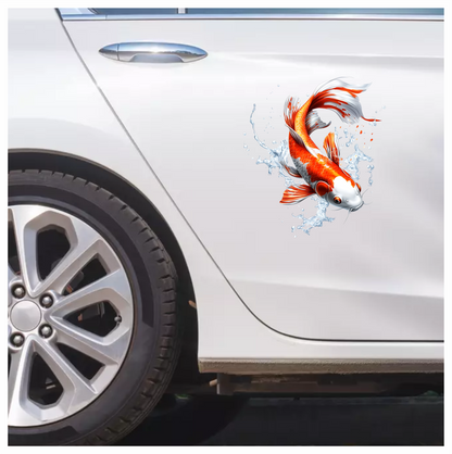 Orange White Koi Fish Water Vinyl Sticker Decal