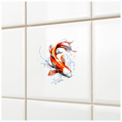 Orange White Koi Fish Water Vinyl Sticker Decal