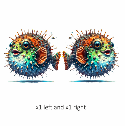 Blue Spiky Puffer Fish Ocean Vinyl Sticker Decal