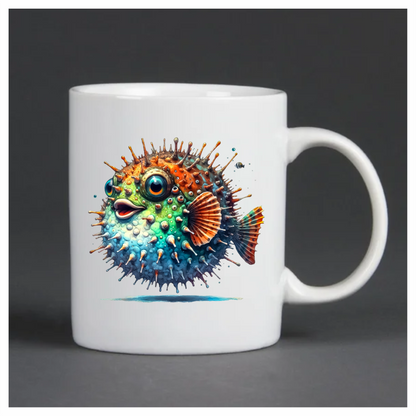 Blue Spiky Puffer Fish Ocean Vinyl Sticker Decal
