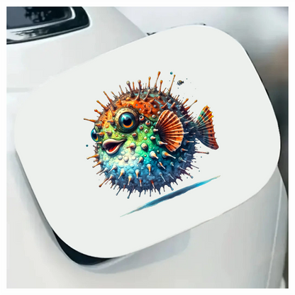 Blue Spiky Puffer Fish Ocean Vinyl Sticker Decal
