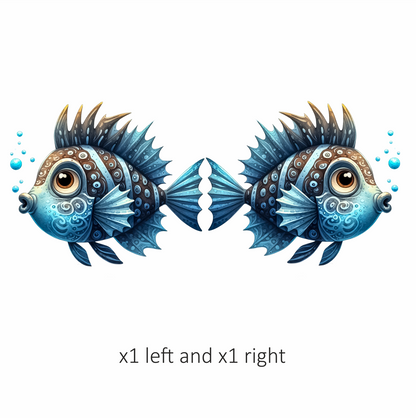 Blue Cartoon Fish With Bubbles Vinyl Sticker Decal