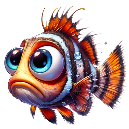 z Orange Fish Cartoon Big Eyes Vinyl Sticker Decal