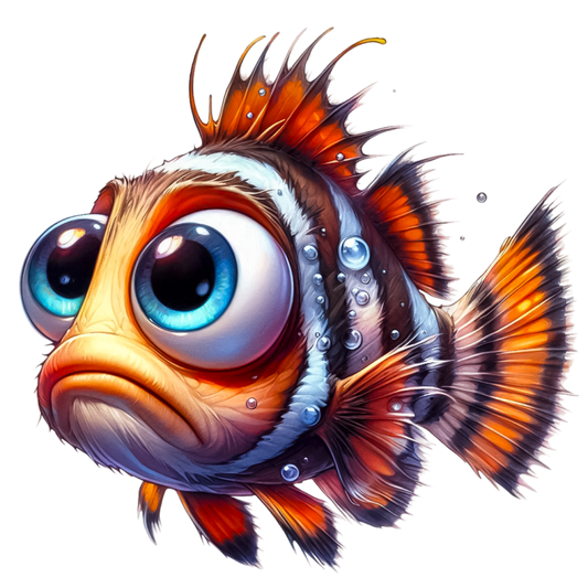 z Orange Fish Cartoon Big Eyes Vinyl Sticker Decal