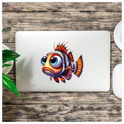 z Orange Fish Cartoon Big Eyes Vinyl Sticker Decal