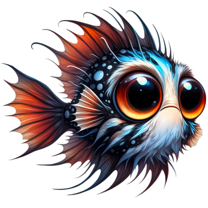 Orange Blue Spotted Fish Big Eyes Vinyl Sticker Decal