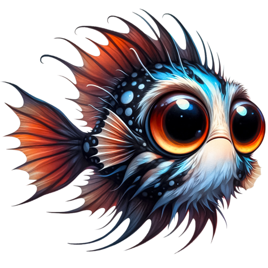 Orange Blue Spotted Fish Big Eyes Vinyl Sticker Decal
