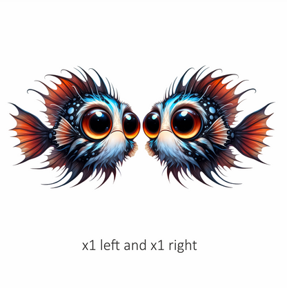 Orange Blue Spotted Fish Big Eyes Vinyl Sticker Decal