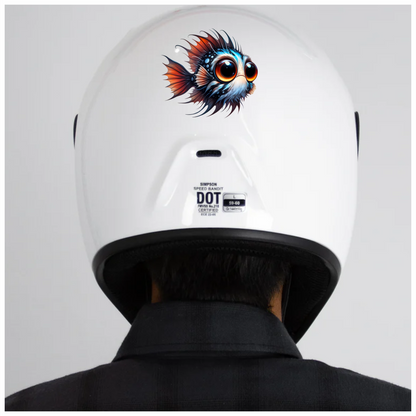 Orange Blue Spotted Fish Big Eyes Vinyl Sticker Decal