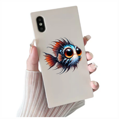 Orange Blue Spotted Fish Big Eyes Vinyl Sticker Decal