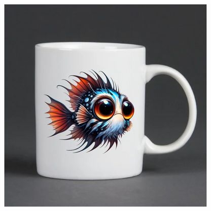 Orange Blue Spotted Fish Big Eyes Vinyl Sticker Decal