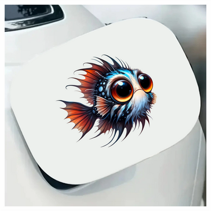 Orange Blue Spotted Fish Big Eyes Vinyl Sticker Decal