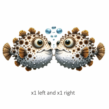 Brown Spotted Cartoon Puffer Fish Vinyl Sticker Decal