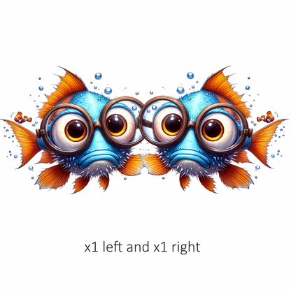 Blue Fish Wearing Glasses Ocean Vinyl Sticker Decal