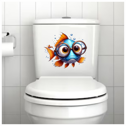 Blue Fish Wearing Glasses Ocean Vinyl Sticker Decal