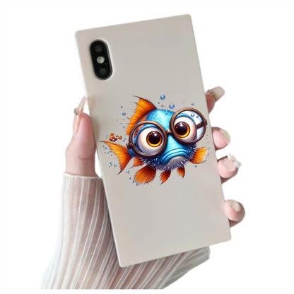 Blue Fish Wearing Glasses Ocean Vinyl Sticker Decal