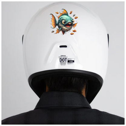 Blue Fish Big Teeth Clownfish Surrounding Vinyl Sticker Decal