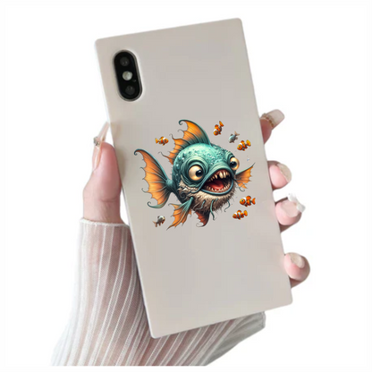 Blue Fish Big Teeth Clownfish Surrounding Vinyl Sticker Decal