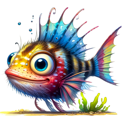 Blue Fish Big Eyes Ocean Vinyl Sticker Decal
