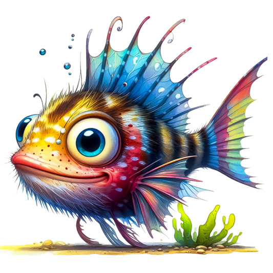 Blue Fish Big Eyes Ocean Vinyl Sticker Decal