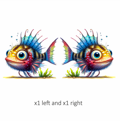 Blue Fish Big Eyes Ocean Vinyl Sticker Decal