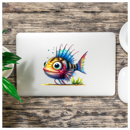 Blue Fish Big Eyes Ocean Vinyl Sticker Decal