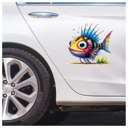 Blue Fish Big Eyes Ocean Vinyl Sticker Decal