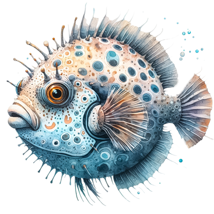 Blue Spotted Fish Round Sea Vinyl Sticker Decal