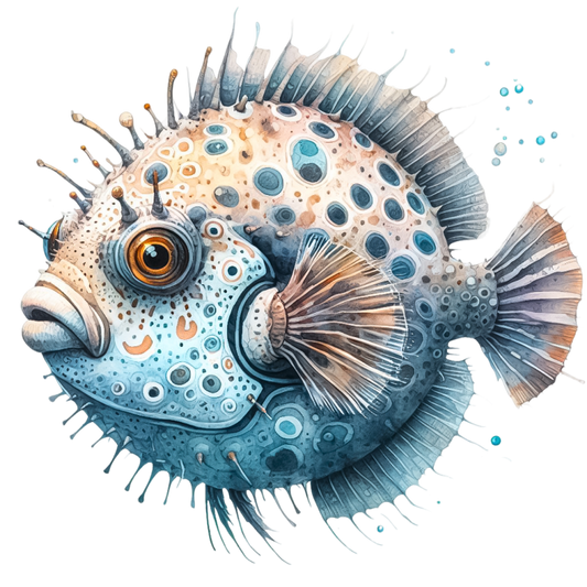 Blue Spotted Fish Round Sea Vinyl Sticker Decal