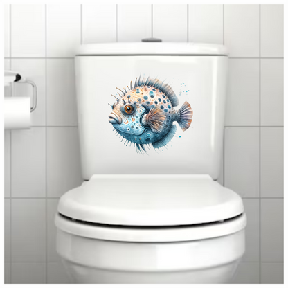 Blue Spotted Fish Round Sea Vinyl Sticker Decal