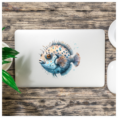 Blue Spotted Fish Round Sea Vinyl Sticker Decal