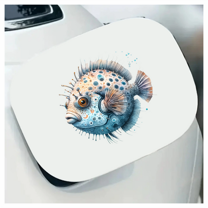 Blue Spotted Fish Round Sea Vinyl Sticker Decal