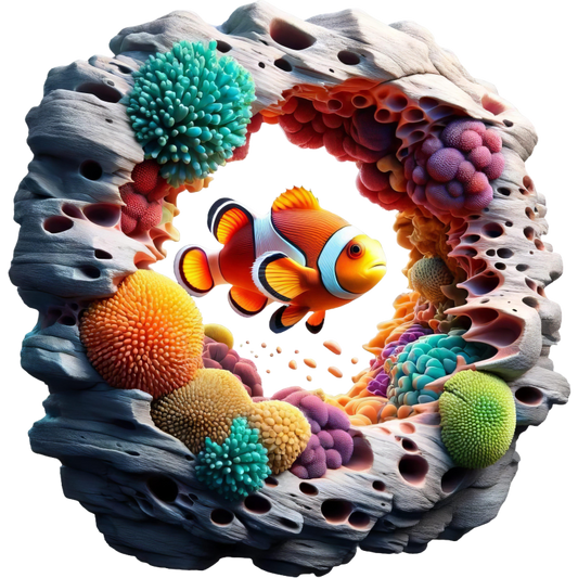 Orange Clownfish Coral Reef Hole Vinyl Sticker Decal