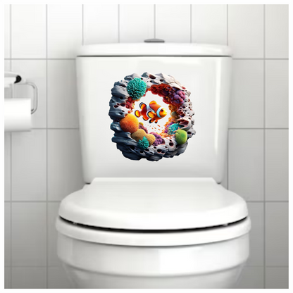 Orange Clownfish Coral Reef Hole Vinyl Sticker Decal