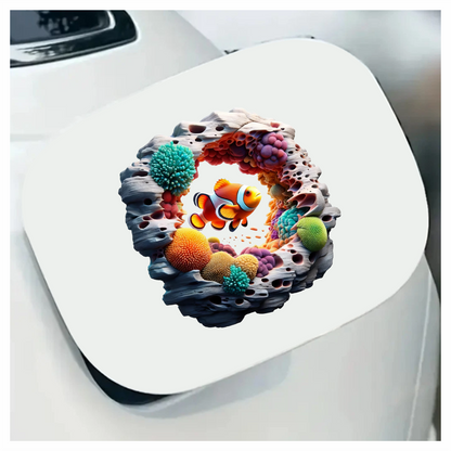 Orange Clownfish Coral Reef Hole Vinyl Sticker Decal