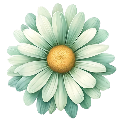 Green White Daisy Flower Blossom Vinyl Sticker Decal