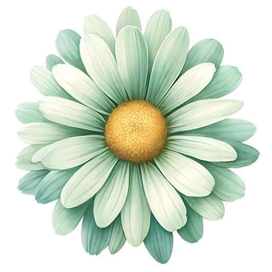 Green White Daisy Flower Blossom Vinyl Sticker Decal