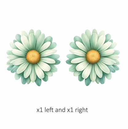 Green White Daisy Flower Blossom Vinyl Sticker Decal