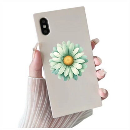 Green White Daisy Flower Blossom Vinyl Sticker Decal