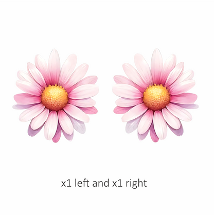 Pink White Daisy Flower Bloom Vinyl Sticker Decal