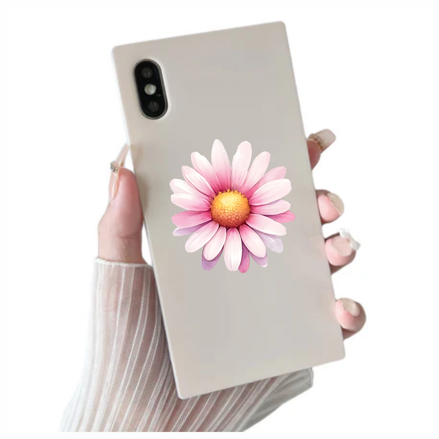 Pink White Daisy Flower Bloom Vinyl Sticker Decal