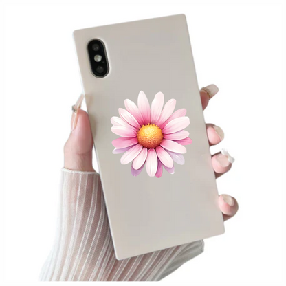 Pink White Daisy Flower Bloom Vinyl Sticker Decal
