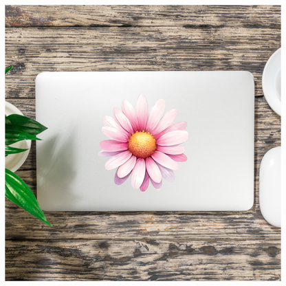 Pink White Daisy Flower Bloom Vinyl Sticker Decal