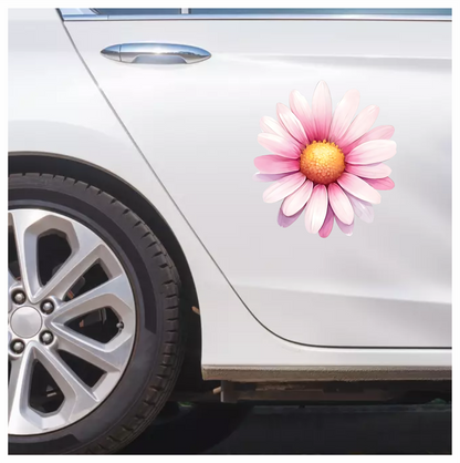 Pink White Daisy Flower Bloom Vinyl Sticker Decal